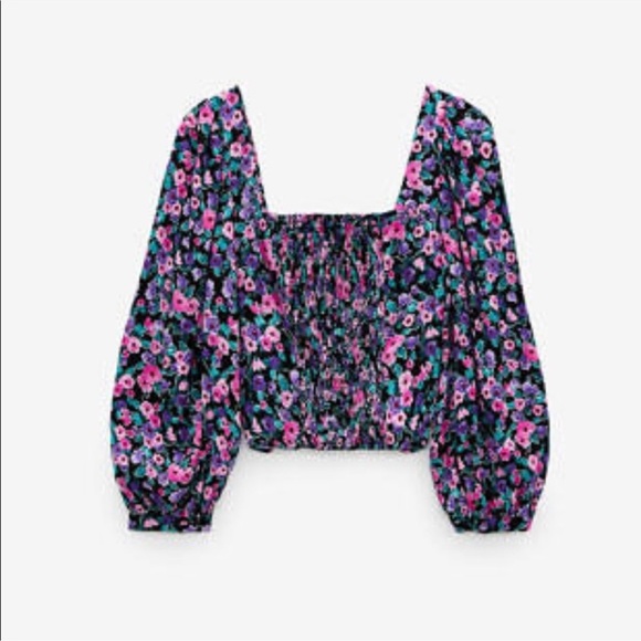 Zara Floral Puff Sleeve Blouse - Picture 3 of 9